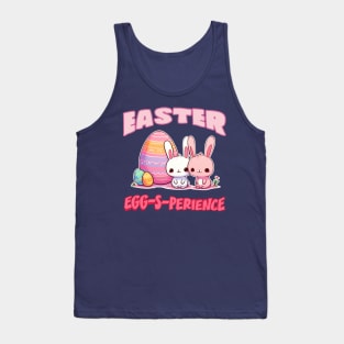 Easter Egg-s-perience: Whimsical Bunnies in Pink and White Tank Top